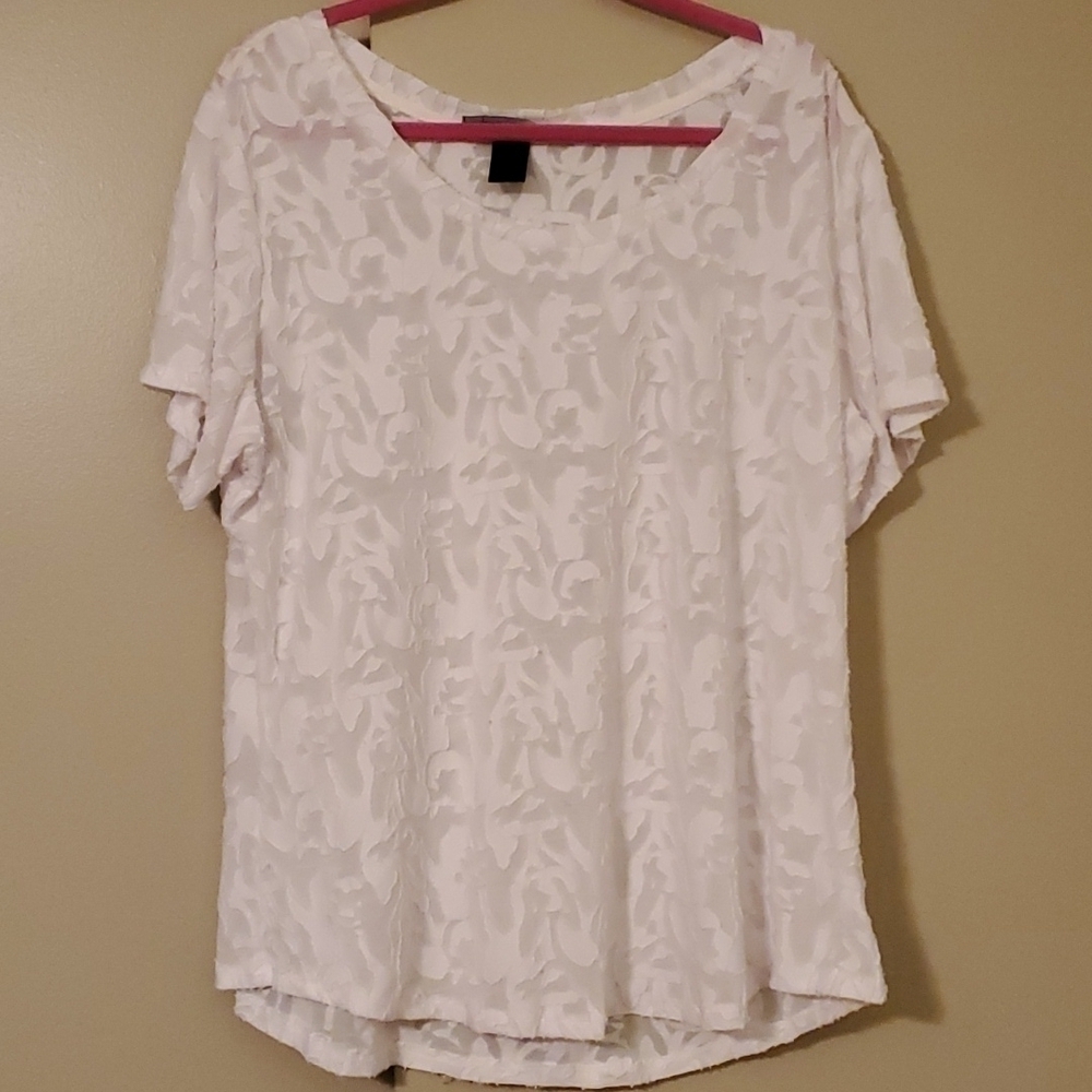 𝅺ASHLEY Stewart White Textured Top Size 22/24
